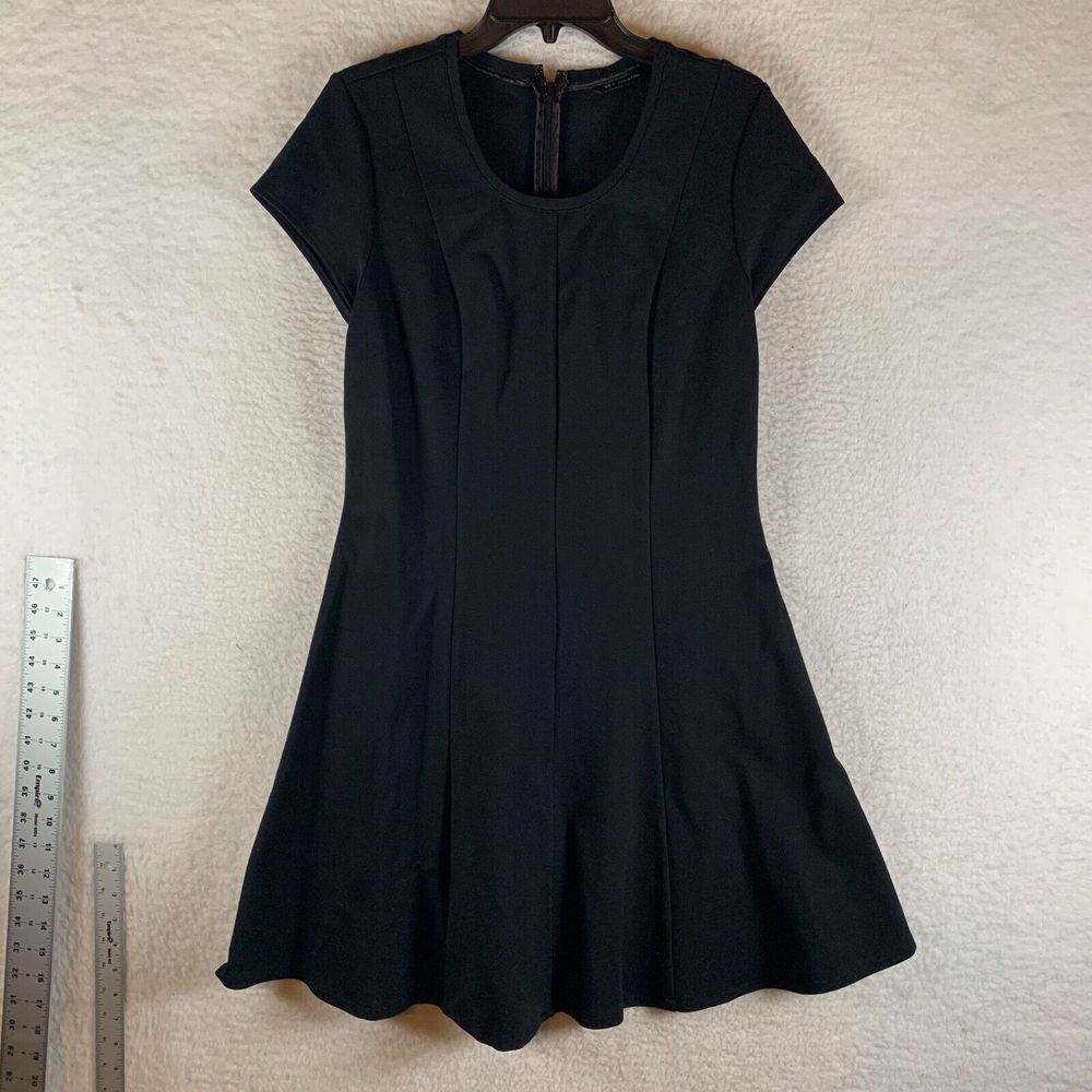 H‎ by Halston Women's Short Sleeve Black Fit & Flare Casual Mini Dress Size 12